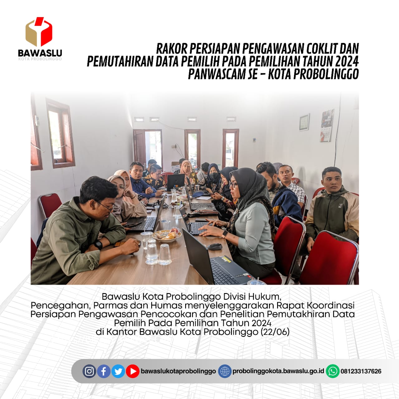 Kordiv. HP2H Panwascam beserta staf hadiri Rakor Persiapan Coklit