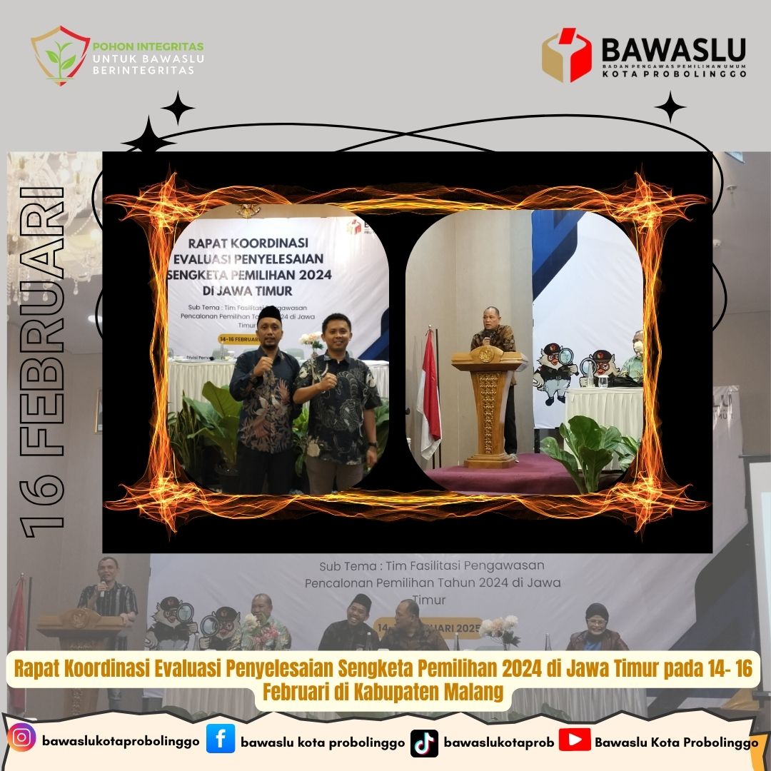 Totok Hariyono Anggota Bawaslu RI saat membuka acara Rakor Evaluasi Penyelesaian Sengketa di Jatim pada 14 Februari 2025 di Kabupaten Malang
