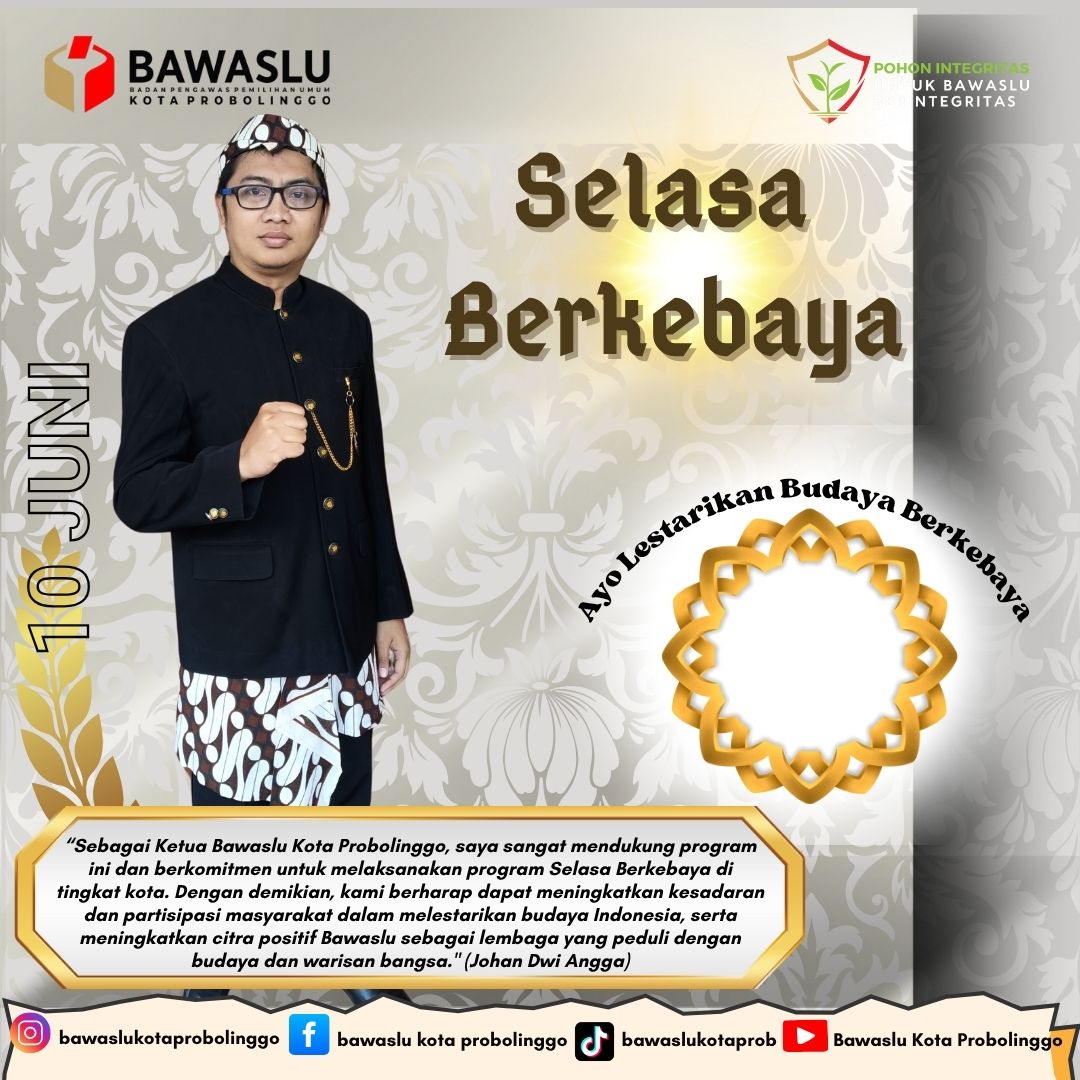 Johan Dwi Angga beri dukungan program Bawaslu Jatim "Selasa Berkebaya" pada Selasa, 10 Juni 2025