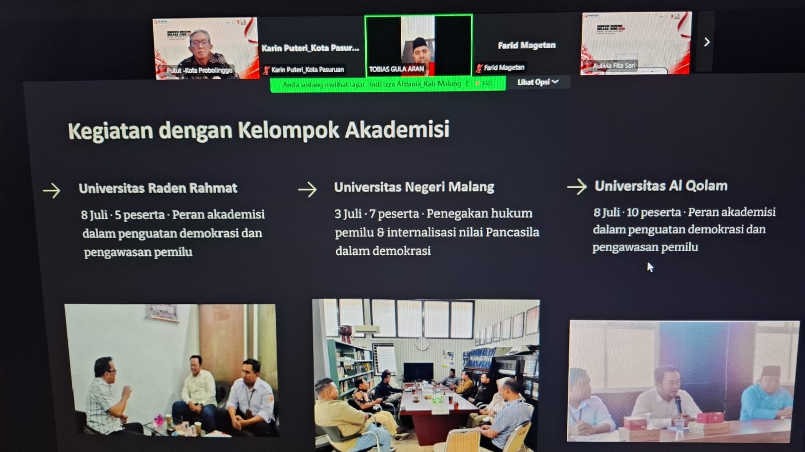 Bawaslu Kota Probolinggo mengikuti Diskusi Hukum Selasa (DHS) Seri 11 yang diselenggarakan oleh Bawaslu Provinsi Jawa Timur secara daring pada Selasa (18/8/2026)