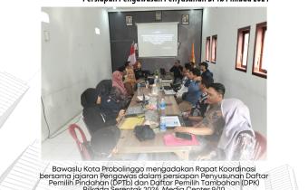 Rapat Persiapan Pengawasan Penyusunan DPTb di Aula Kantor Bawaslu Kota Probolinggo pada Rabu (9/10)