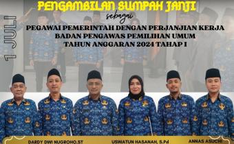 Pegawai Sekretariat Bawaslu Kota Probolinggo telah resmi dilantik sebagai Pegawai pemerintah dengan Perjanjian Kerja (PPPK) pada Selasa, (1/7)